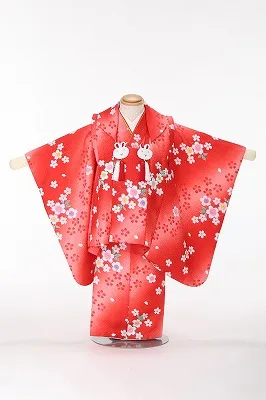 彦根市でレンタルできる七五三2歳女の子の赤色の着物